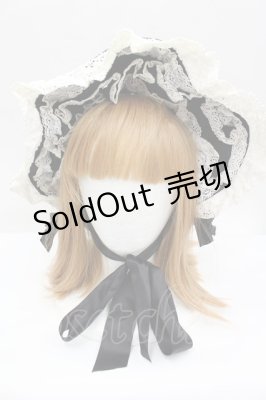 Preview of ローズレースリボンボンネット  黒×白
