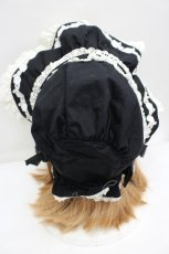 画像2: Angelic Pretty / ローズレースリボンボンネット  黒×白 I-26-08-28-115-AP-AC-TE-ZI (2)