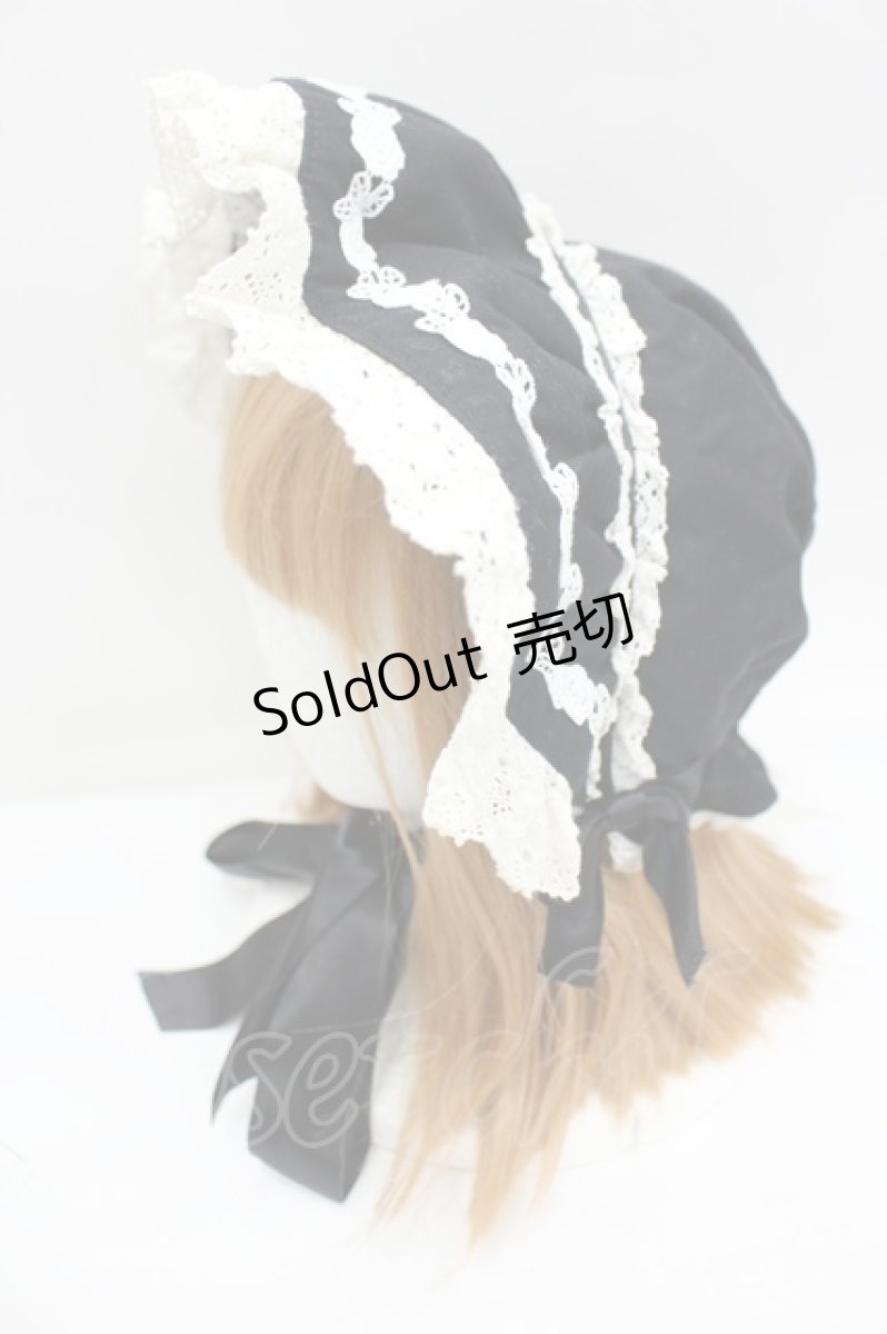 画像3: Angelic Pretty / ローズレースリボンボンネット  黒×白 I-26-08-28-115-AP-AC-TE-ZI (3)