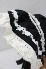 画像4: Angelic Pretty / ローズレースリボンボンネット  黒×白 I-26-08-28-115-AP-AC-TE-ZI (4)
