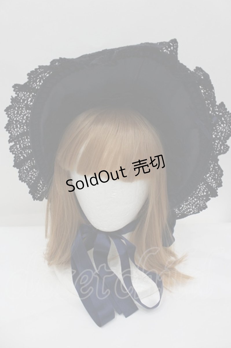 画像1: ALICE and the PIRATES / ローズレースボンネット  ネイビー I-26-08-28-116-PA-AC-TE-ZI (1)