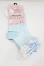 画像2: LOLITAその他 / 星名桜子/ギンガムチェック柄クルーソックス 23-25cm 淡水色 I-26-08-28-136-LO-ZA-TE-ZI (2)