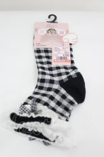 画像1: LOLITAその他 / 星名桜子/ギンガムチェック柄クルーソックス 23-25cm 中黒 I-26-08-28-137-LO-ZA-TE-ZI (1)