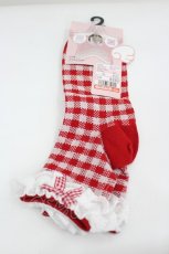 画像1: LOLITAその他 / 星名桜子/ギンガムチェック柄クルーソックス 23-25cm 中赤 I-26-08-28-138-LO-ZA-TE-ZI (1)