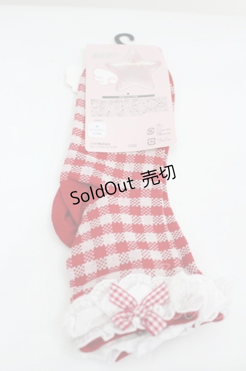 画像2: LOLITAその他 / 星名桜子/ギンガムチェック柄クルーソックス 23-25cm 中赤 I-26-08-28-138-LO-ZA-TE-ZI (2)