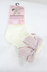 画像2: m petit by misako / AMCSマロンクリームリボン靴下 23-25cm 濃白 I-26-08-28-140-LO-ZA-TE-ZI (2)
