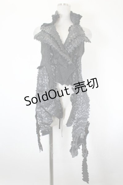 h.NAOTO / DRAGON LEATHER vest 黒 I-26-08-28-025-HN-SK-TE-ZI