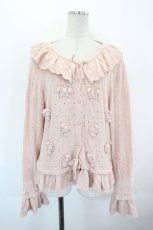 画像1: PINK HOUSE / ブロッサムローズモチーフ付きニットカーディガン  ピンク I-26-08-30-035-LO-TO-TE-ZI (1)