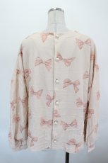 画像2: PINK HOUSE / ベルベットリボンプリントバックボタンスウェット  ピンク I-26-08-30-036-LO-TO-TE-ZI (2)