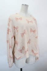 画像3: PINK HOUSE / ベルベットリボンプリントバックボタンスウェット  ピンク I-26-08-30-036-LO-TO-TE-ZI (3)