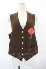 画像1: INGEBORG / カーネーション刺繍ベスト  ブラウンＸ赤 I-26-08-30-039-LO-TO-SA-ZI (1)