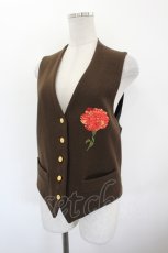 画像3: INGEBORG / カーネーション刺繍ベスト  ブラウンＸ赤 I-26-08-30-039-LO-TO-SA-ZI (3)
