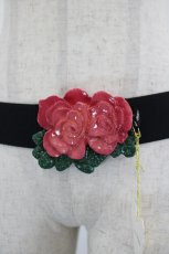 画像3: Jane Marple / 薔薇モチーフゴムベルト  濃ピンクＸ黒 I-26-08-30-110-JM-ZA-SA-ZI (3)