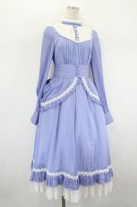 画像4: AmaStacia（海外ロリータブランド） / 「朝の礼拝」シフォンワンピース＆オーバースカートセット（ロング） M bluegray I-26-09-02-050-LO-OP-TE-ZI (4)