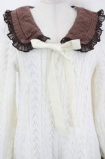 画像5: LIZ LISA / シフォンフリル襟ニットワンピース  白Ｘブラウン I-26-09-02-061-LO-OP-SA-ZI (5)