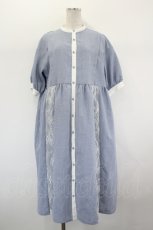 画像1: axes femme / レース切替シャツワンピース  サックスＸ白 I-26-09-02-065-AX-OP-SA-ZI (1)