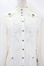 画像5: Ozz Croce / 刺繍入りスタンドカラーイレヘムロングブラウス  アイボリー I-26-09-02-070-OO-OP-TE-ZI (5)