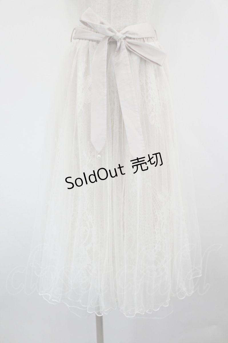 画像1: axes femme POETIQUE / リボン付レース×チュールスカート  ピンクベージュ I-26-09-02-073-AX-SK-SA-ZI (1)