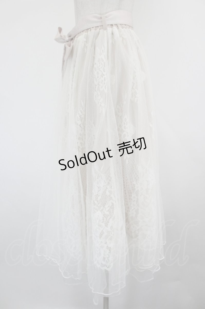 画像2: axes femme POETIQUE / リボン付レース×チュールスカート  ピンクベージュ I-26-09-02-073-AX-SK-SA-ZI (2)