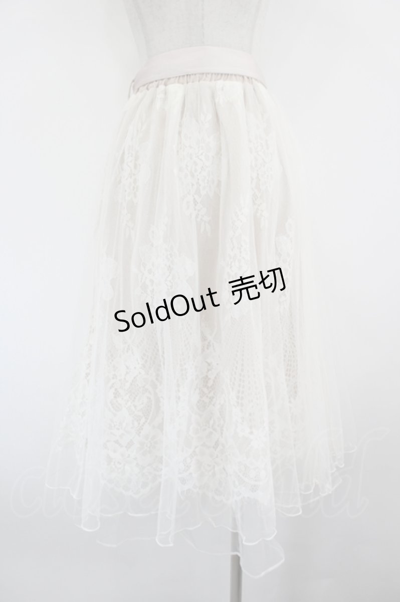 画像3: axes femme POETIQUE / リボン付レース×チュールスカート  ピンクベージュ I-26-09-02-073-AX-SK-SA-ZI (3)