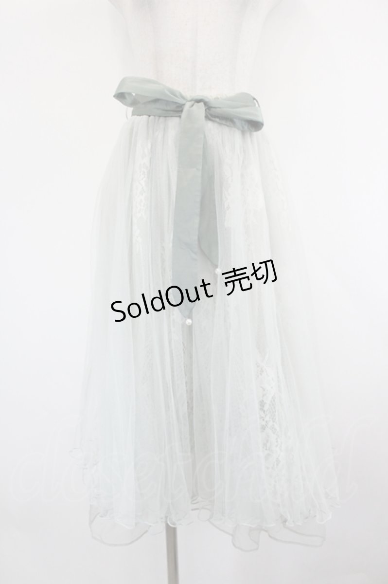 画像1: axes femme POETIQUE / リボン付レース×チュールスカート  ミント I-26-09-02-075-AX-SK-SA-ZI (1)