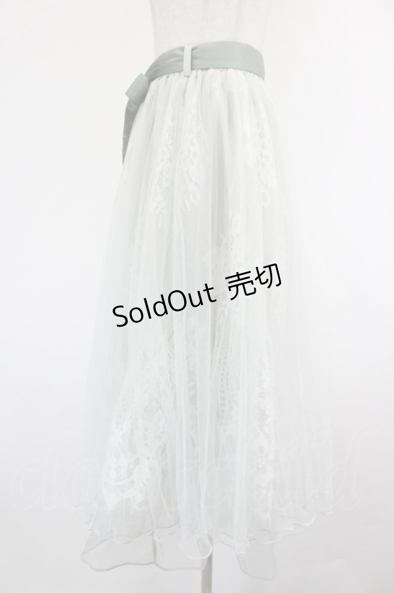 画像2: axes femme POETIQUE / リボン付レース×チュールスカート  ミント I-26-09-02-075-AX-SK-SA-ZI (2)