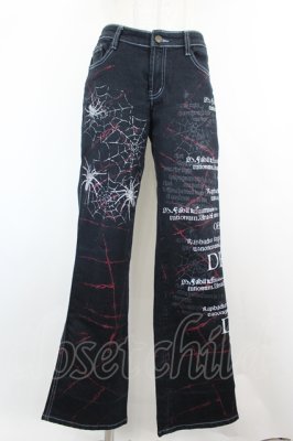 Preview of 蜘蛛の巣プリントデニムパンツ  黒