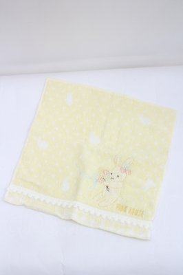Preview of うさぎ刺繍タオルハンカチ  イエロー