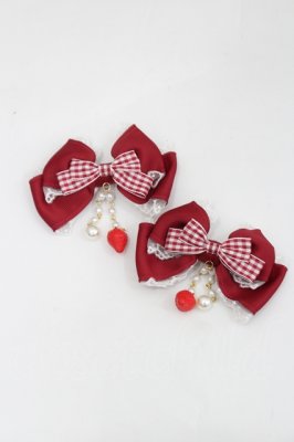 Preview of Berry Patisserieダブルリボンクリップ  赤Ｘ白