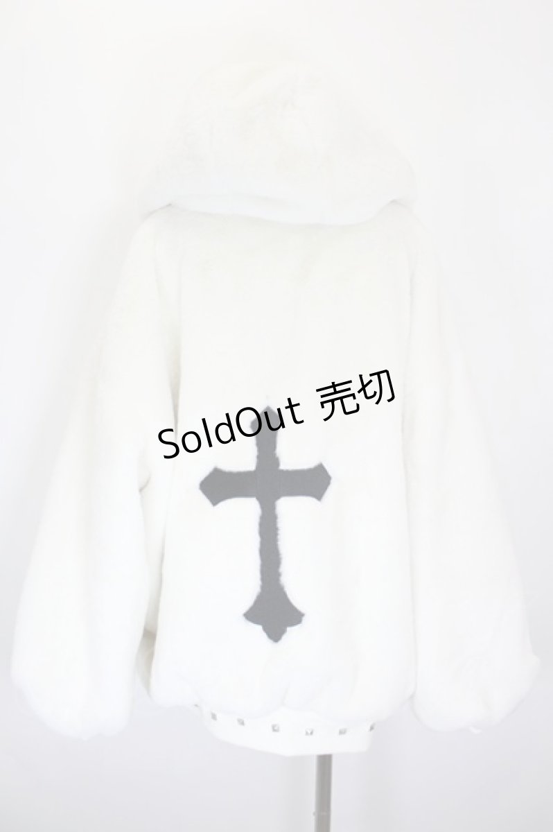 画像2: MA*RS / クロス刺繍ファーブルゾンブルゾン F ホワイト I-26-09-04-051-GO-CO-TE-ZI (2)