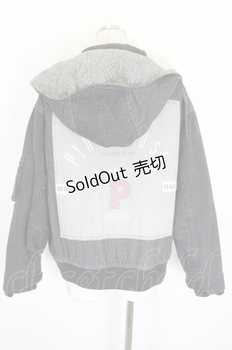 画像2: PINK HOUSE / デニムパッチワークブルゾン 4(L) 黒デニム I-26-09-04-060-LO-JA-SA-ZI (2)