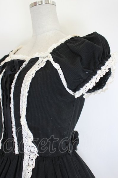Angelic Pretty / トーションレース使い編み上げワンピース 黒×白 I-26