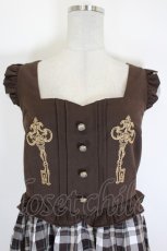画像2: Amavel / 鍵刺繍チェックジャンパースカート  ブラウンＸチェック I-26-09-04-070-CA-OP-SA-ZI (2)