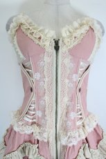 画像2: Ozz oneste / 薔薇刺繍コルセットキャミワンピース  ピンクｘアイボリー I-26-09-04-077-OO-OP-SA-ZI (2)