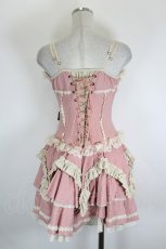画像4: Ozz oneste / 薔薇刺繍コルセットキャミワンピース  ピンクｘアイボリー I-26-09-04-077-OO-OP-SA-ZI (4)