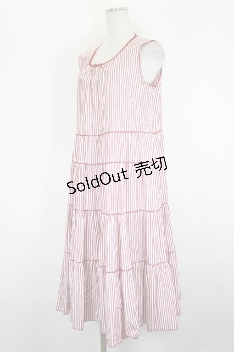 画像2: PINK HOUSE / ストライプノースリーブチュニックブラウス  赤Ｘ白 I-26-09-04-084-LO-OP-SA-ZI (2)
