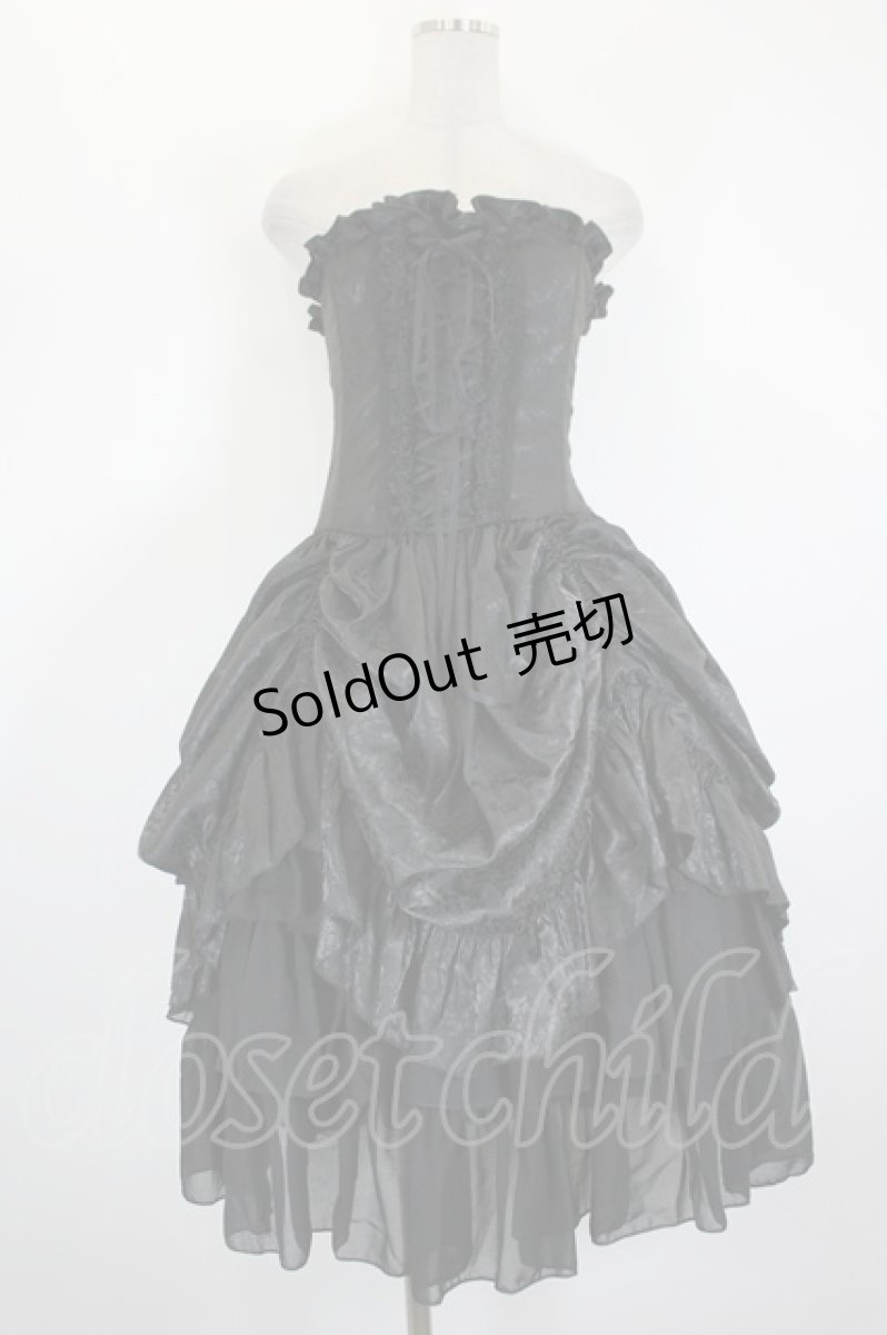画像1: ATELIER PIERROT / Bustle Corset Dress[Rose Jacquard]  ブラック I-26-09-04-098-EL-OP-TE-ZI (1)
