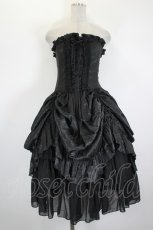 画像1: ATELIER PIERROT / Bustle Corset Dress[Rose Jacquard]  ブラック I-26-09-04-098-EL-OP-TE-ZI (1)