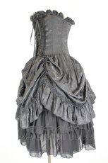 画像4: ATELIER PIERROT / Bustle Corset Dress[Rose Jacquard]  ブラック I-26-09-04-098-EL-OP-TE-ZI (4)