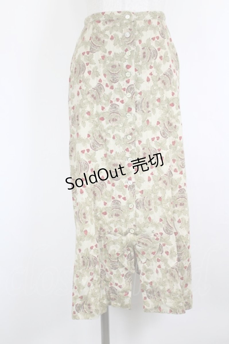 画像1: PINK HOUSE / いちごジャム瓶総柄カットスカート  ベージュ I-26-09-04-111-LO-SK-SA-ZI (1)