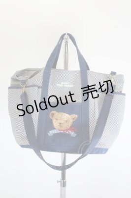 Preview of くまロゴ刺繍ギンガムチェックバッグ  紺