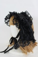 画像1: Blanche neige / ローズコサージュレースヘッドドレス  黒 I-26-09-04-123-GO-AC-TE-ZI (1)