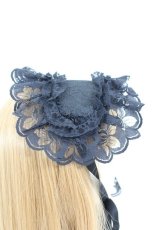 画像3: Blanche neige / ローズコサージュレースヘッドドレス  黒 I-26-09-04-123-GO-AC-TE-ZI (3)