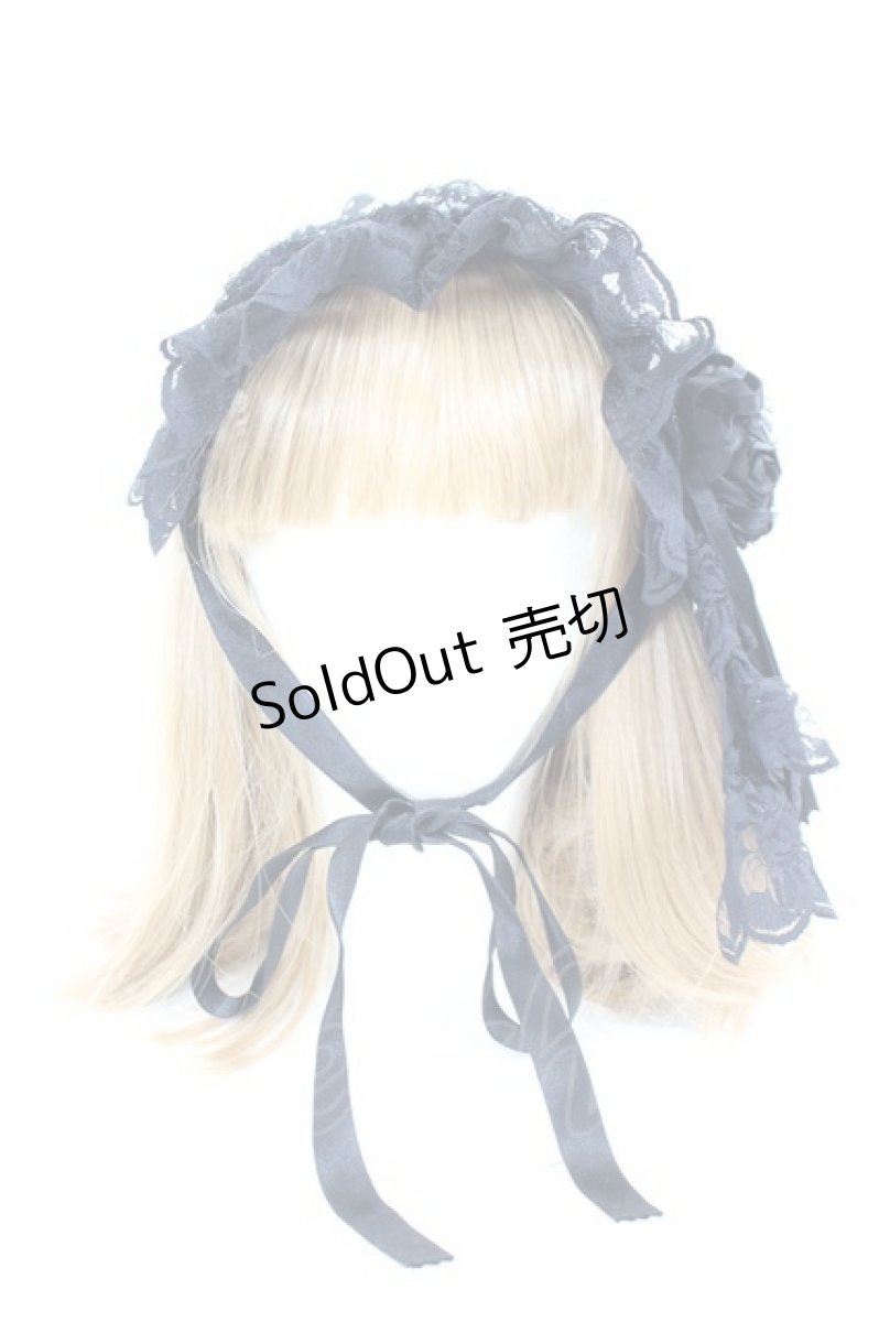 画像4: Blanche neige / ローズコサージュレースヘッドドレス  黒 I-26-09-04-123-GO-AC-TE-ZI (4)