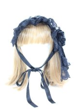 画像4: Blanche neige / ローズコサージュレースヘッドドレス  黒 I-26-09-04-123-GO-AC-TE-ZI (4)