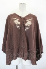 画像1: axes femme / ローズ刺繍ニットポンチョ F ブラウン I-26-09-04-019-AX-TO-TE-ZI (1)