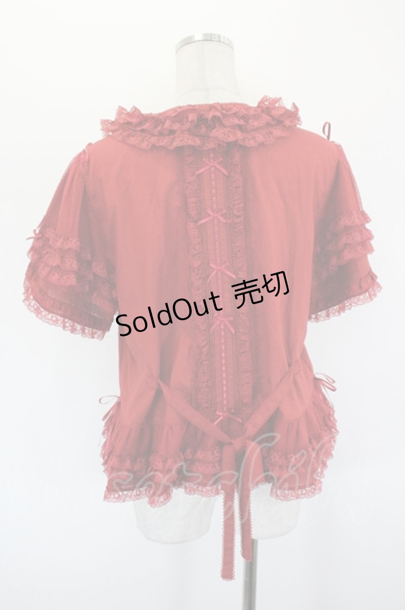 画像2: PINK HOUSE / レース使いボレロ風ブラウス  赤 I-26-09-06-027-LO-BL-SA-ZI (2)