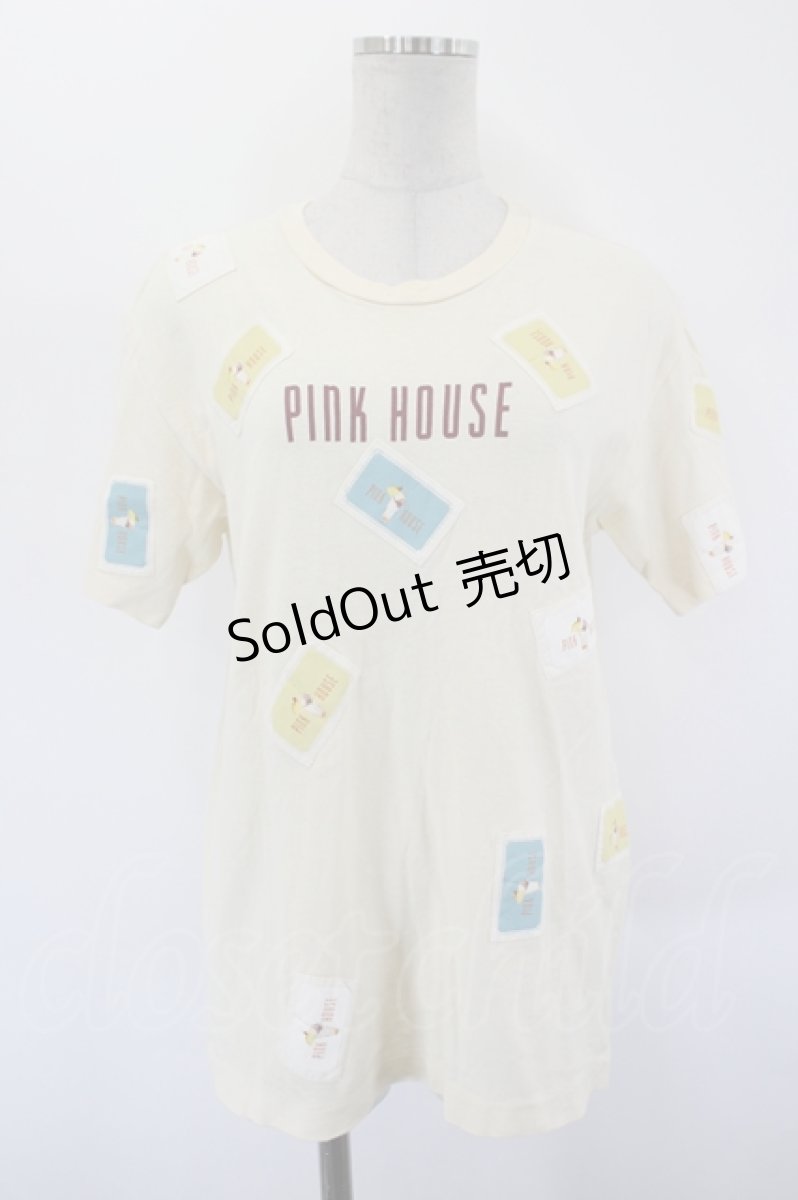 画像1: PINK HOUSE / ロゴワッペンTシャツ  生成り I-26-09-06-038-LO-TS-TE-ZI (1)