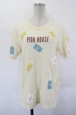 画像1: PINK HOUSE / ロゴワッペンTシャツ  生成り I-26-09-06-038-LO-TS-TE-ZI (1)