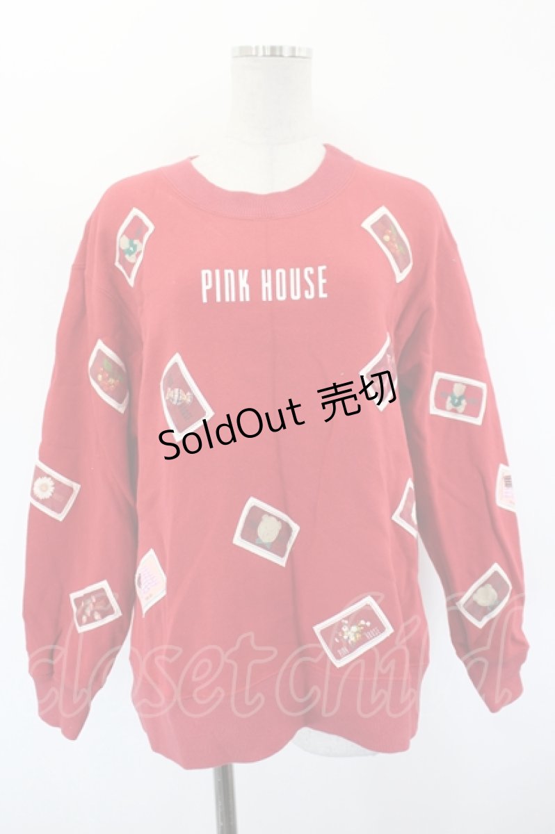 画像1: PINK HOUSE / ワッペン散りばめトレーナー  レッド I-26-09-06-042-LO-TO-SA-ZI (1)